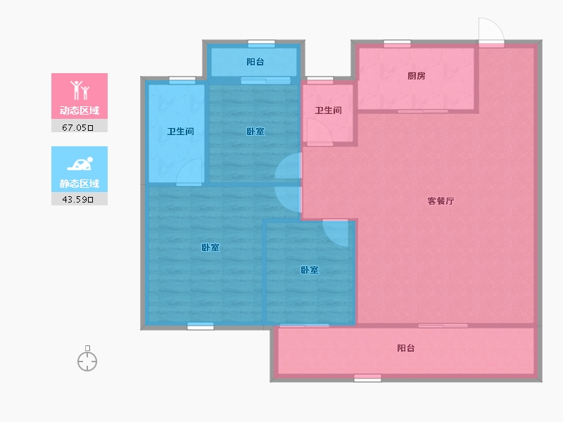 陕西省-西安市-金地·玖峯悦-101.66-户型库-动静分区