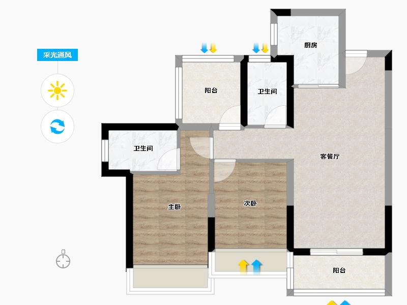 广东省-惠州市-星河冠誉府-67.04-户型库-采光通风