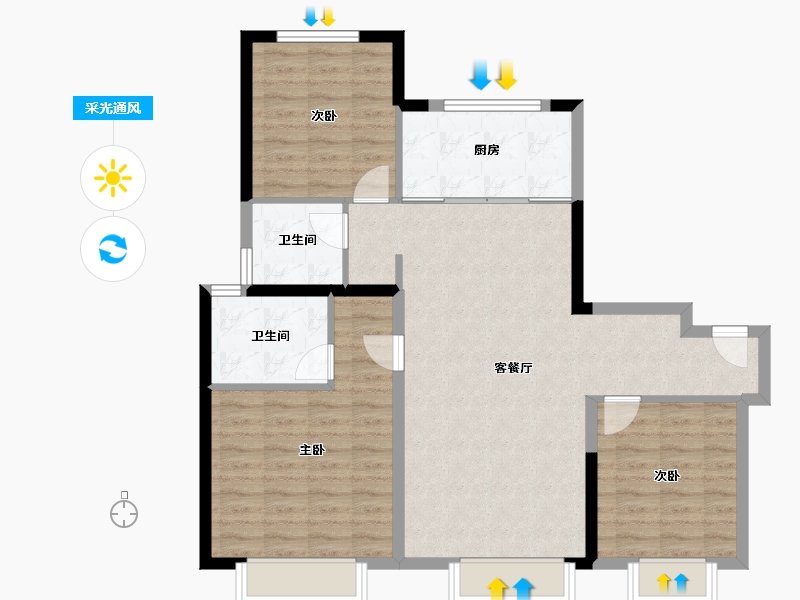 河北省-保定市-吾悦·花园城-92.80-户型库-采光通风