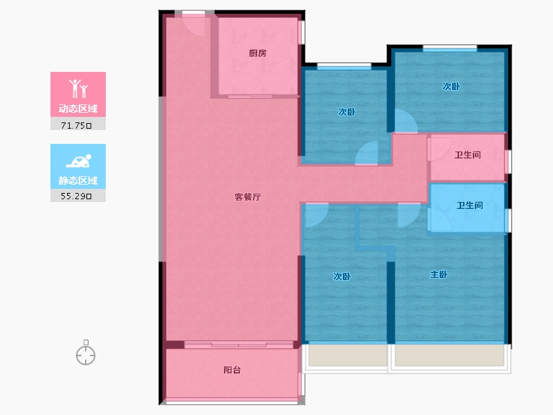 江苏省-南京市-碧桂园凤凰城-115.21-户型库-动静分区