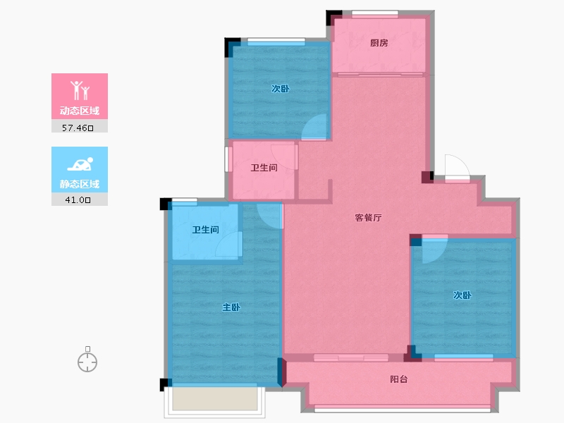 安徽省-黄山市-徽州印象君岳府-88.81-户型库-动静分区