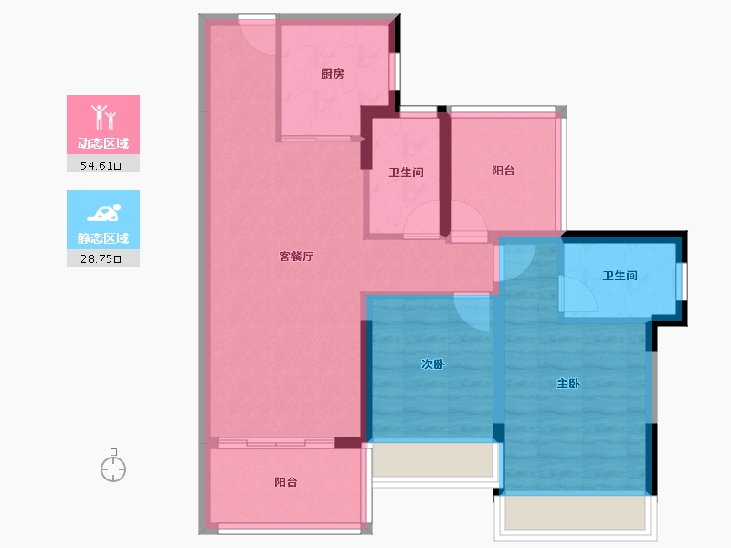 广东省-惠州市-华润置地惠州润溪花园-73.95-户型库-动静分区