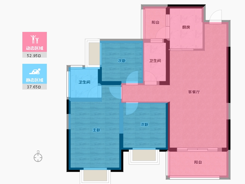 云南省-昆明市-邦泰花园城-80.26-户型库-动静分区