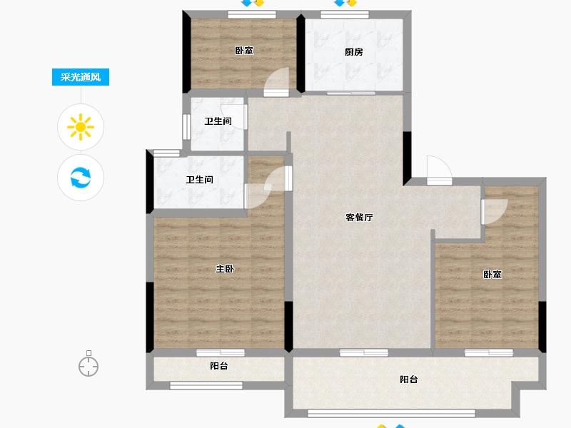 安徽省-淮北市-东信景园-107.00-户型库-采光通风