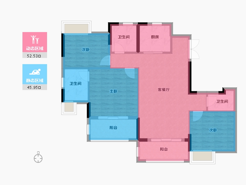 福建省-福州市-榕发江墘云筑-88.81-户型库-动静分区