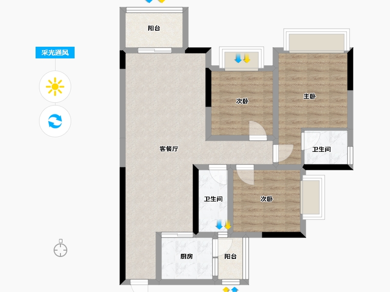 重庆-重庆市-港城铜锣湾-84.18-户型库-采光通风