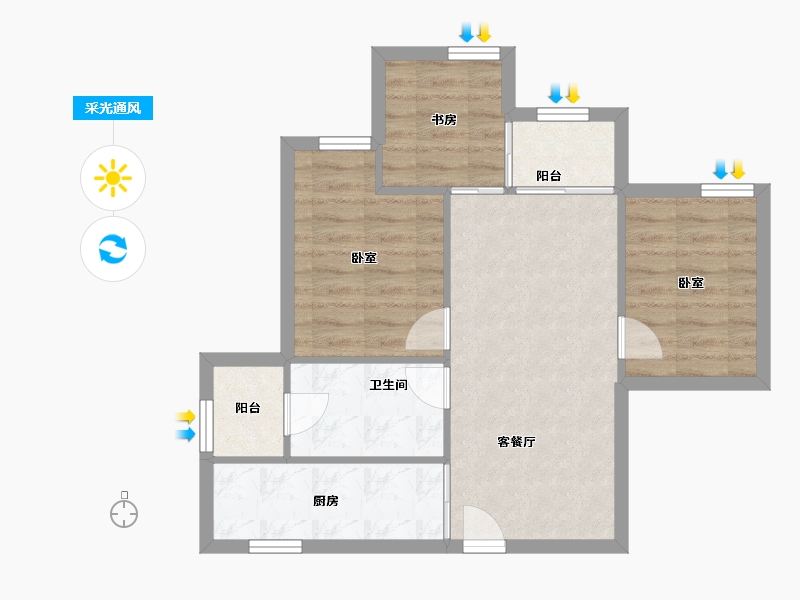 重庆-重庆市-海成轨道0309-60.58-户型库-采光通风