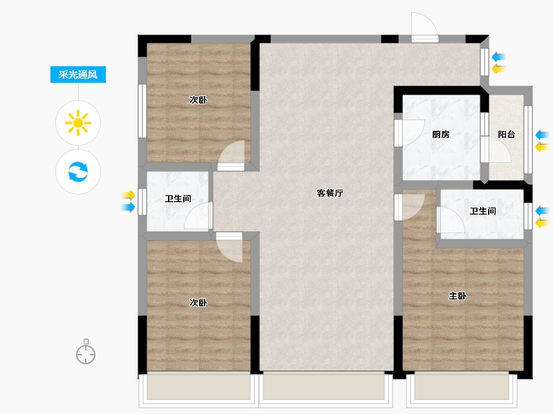 四川省-成都市-熙畔别院-97.54-户型库-采光通风