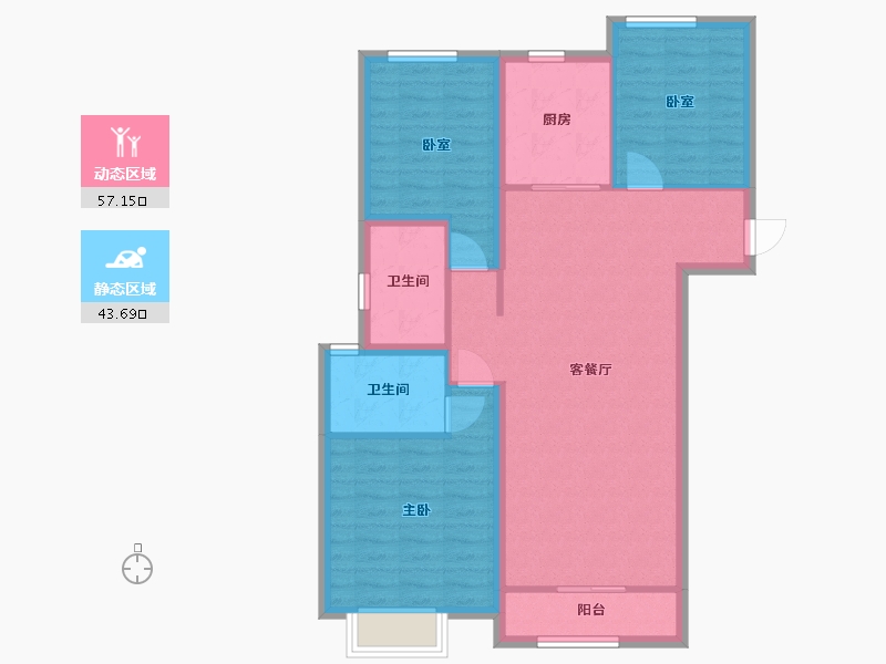 甘肃省-兰州市-世茂宏建云煦园-101.60-户型库-动静分区