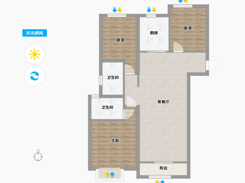 甘肃省-兰州市-世茂宏建云煦园-101.60-户型库-采光通风