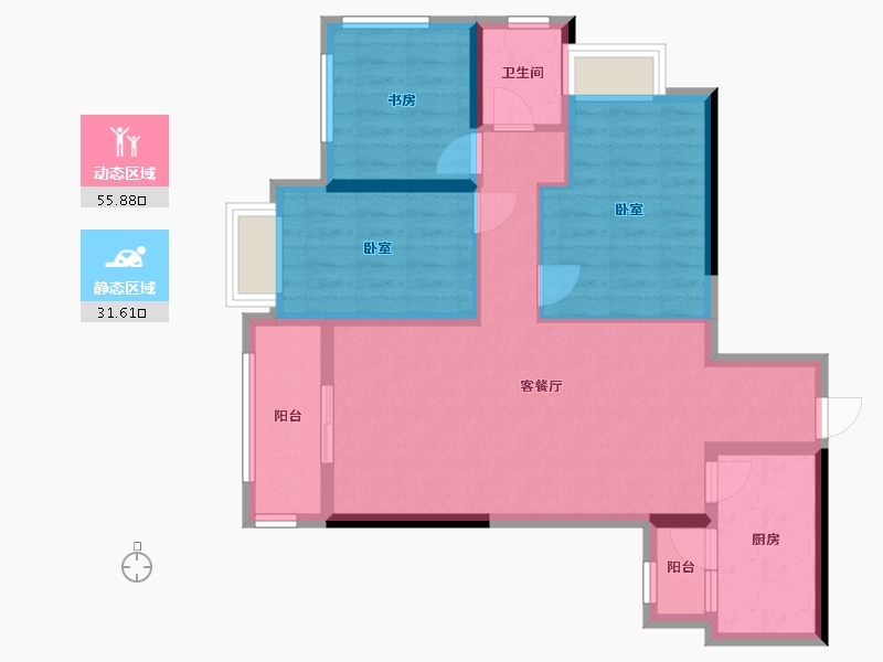 贵州省-贵阳市-万科麓山-86.40-户型库-动静分区