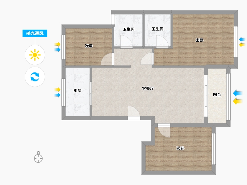 山东省-青岛市-蓝岸华府-92.72-户型库-采光通风