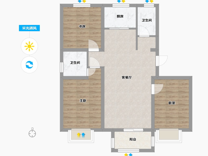 河北省-石家庄市-翡翠园-93.60-户型库-采光通风