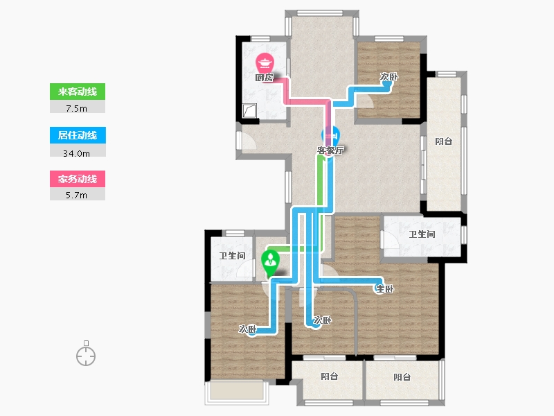 浙江省-杭州市-理想康城国际三期-125.37-户型库-动静线