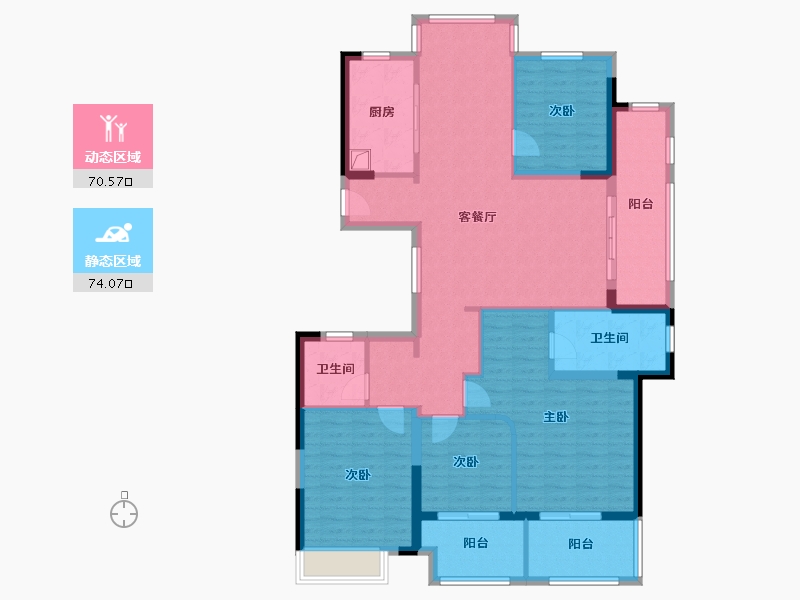 浙江省-杭州市-理想康城国际三期-125.37-户型库-动静分区