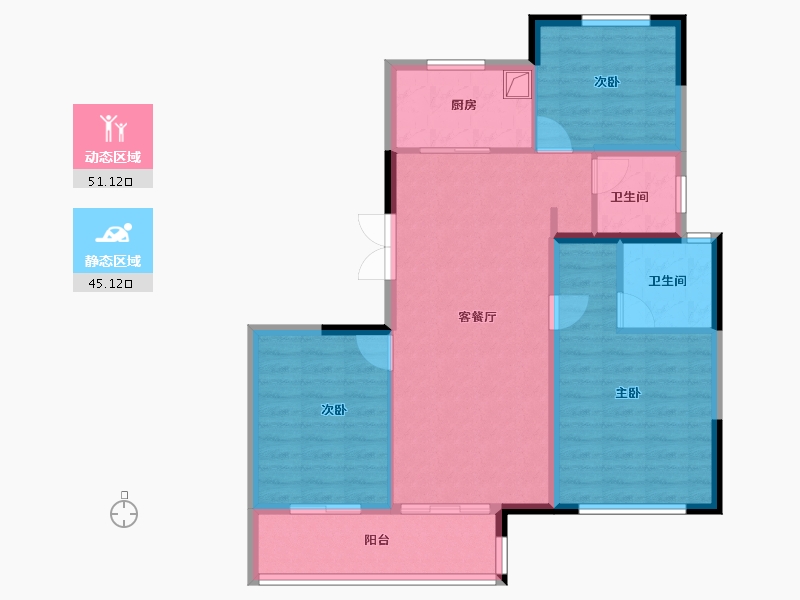 浙江省-杭州市-杭房众安·未珂宸铭府-86.52-户型库-动静分区