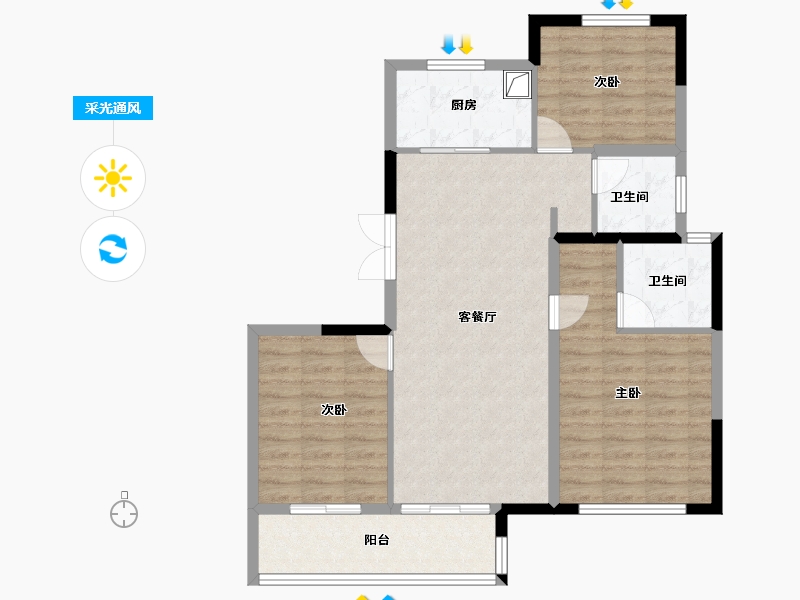 浙江省-杭州市-杭房众安·未珂宸铭府-86.52-户型库-采光通风