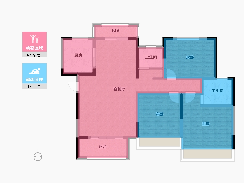 河南省-南阳市-建业森林半岛4期·天悦-100.79-户型库-动静分区