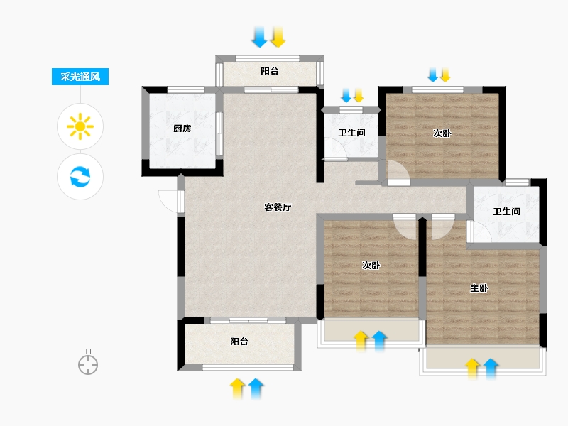 河南省-南阳市-建业森林半岛4期·天悦-100.79-户型库-采光通风