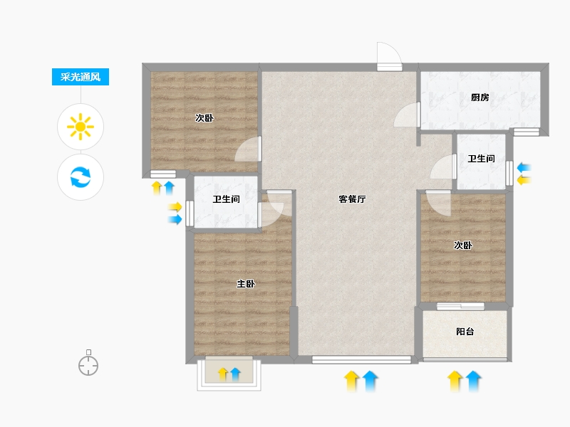 福建省-龙岩市-城发雅郡-85.08-户型库-采光通风