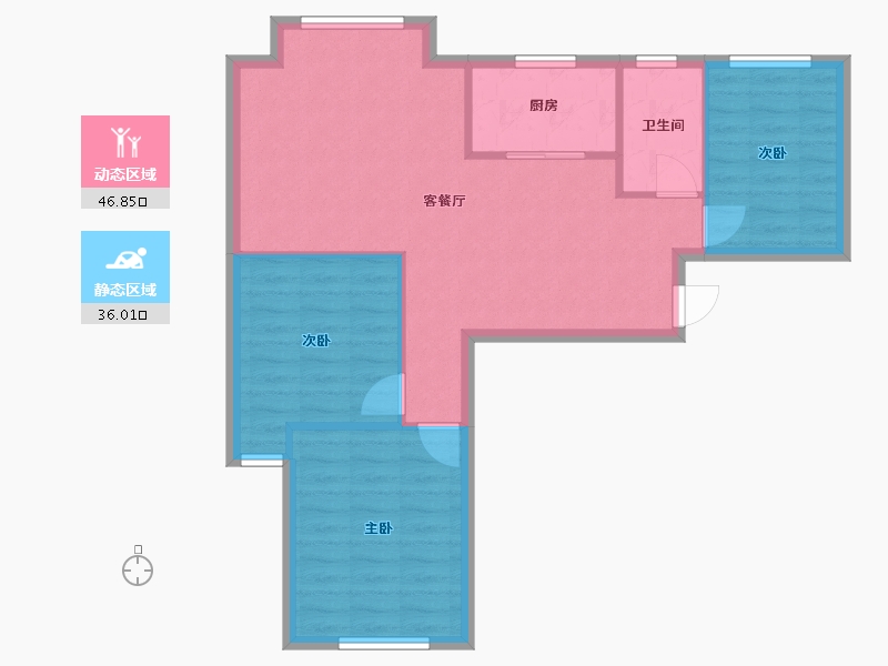 河南省-郑州市-朗悦公园道1号北苑-71.20-户型库-动静分区