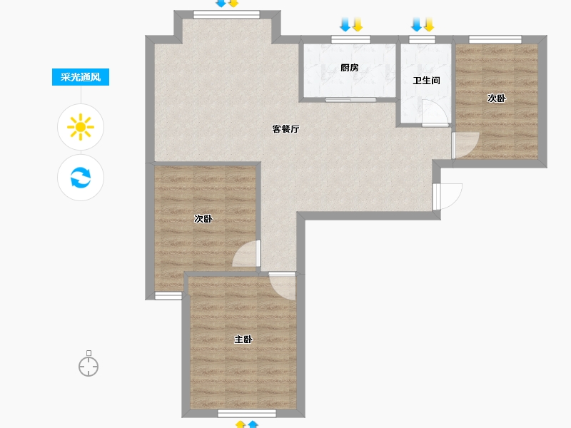 河南省-郑州市-朗悦公园道1号北苑-71.20-户型库-采光通风