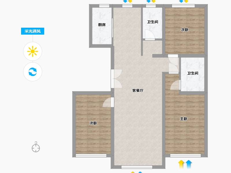 吉林省-白山市-森林御景-106.57-户型库-采光通风