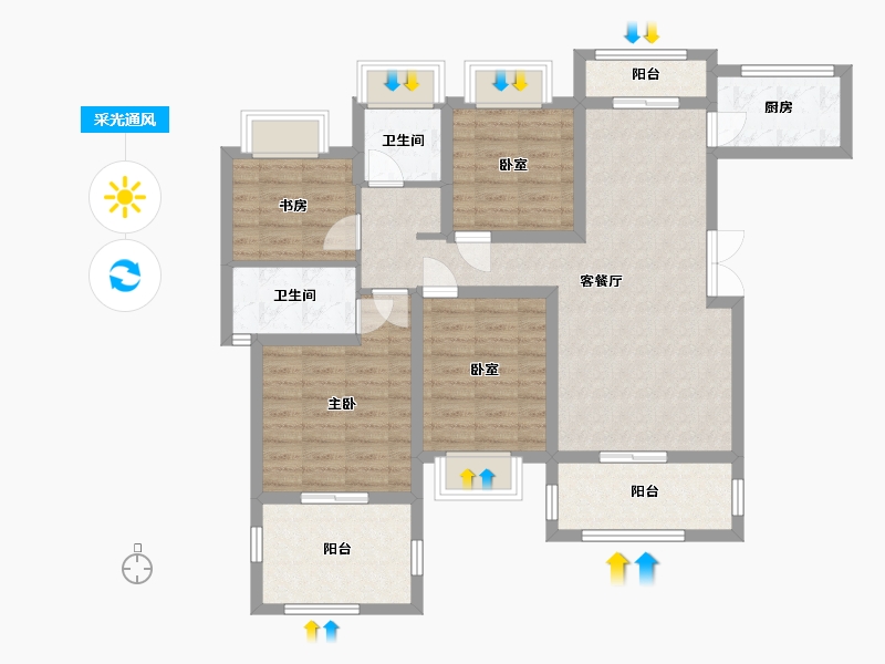 贵州省-毕节市-碧海雅苑-100.00-户型库-采光通风