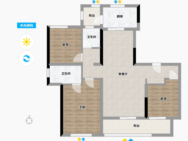 四川省-成都市-高投贤悦府-90.98-户型库-采光通风