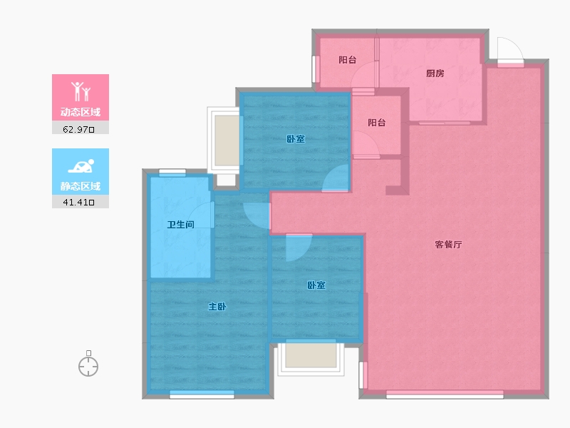 四川省-成都市-中建映锦江-94.66-户型库-动静分区