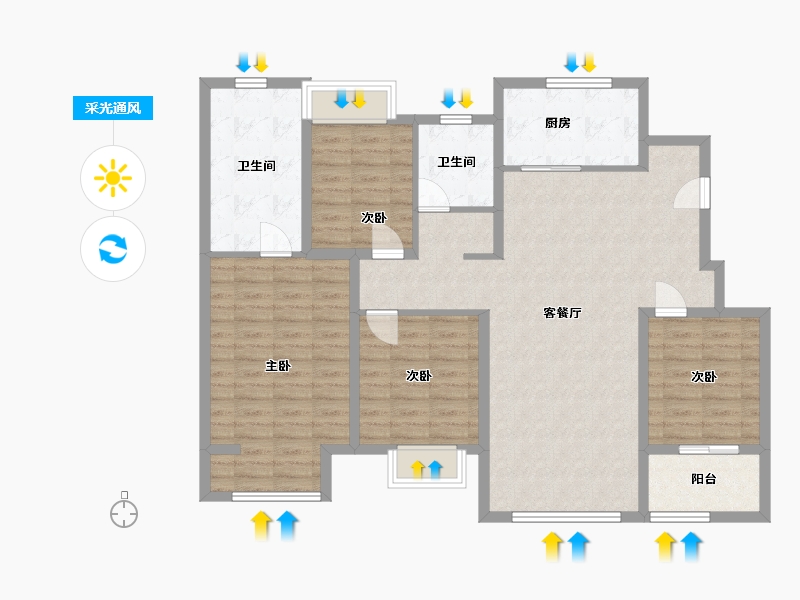 江苏省-常州市-景瑞宸运天赋-119.00-户型库-采光通风