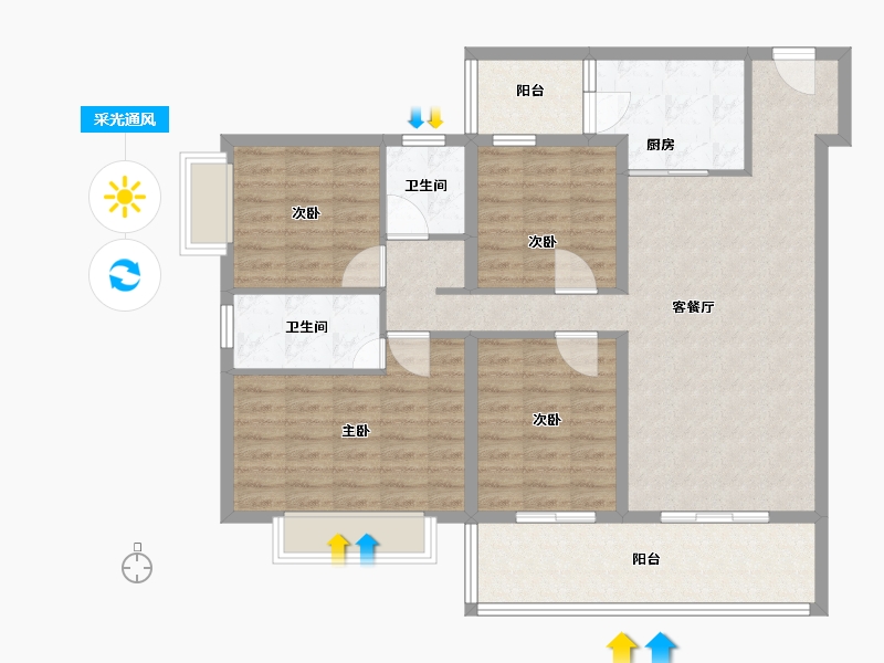 云南省-昆明市-万科城-108.00-户型库-采光通风