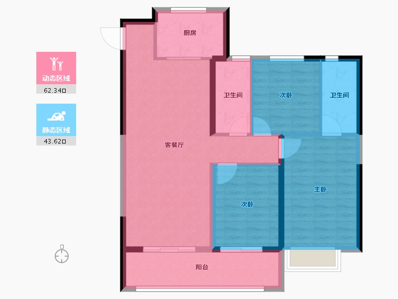 山西省-晋中市-电建地产·晋中洺悦宸苑-95.84-户型库-动静分区