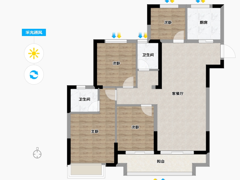 浙江省-绍兴市-天樾东府-93.71-户型库-采光通风