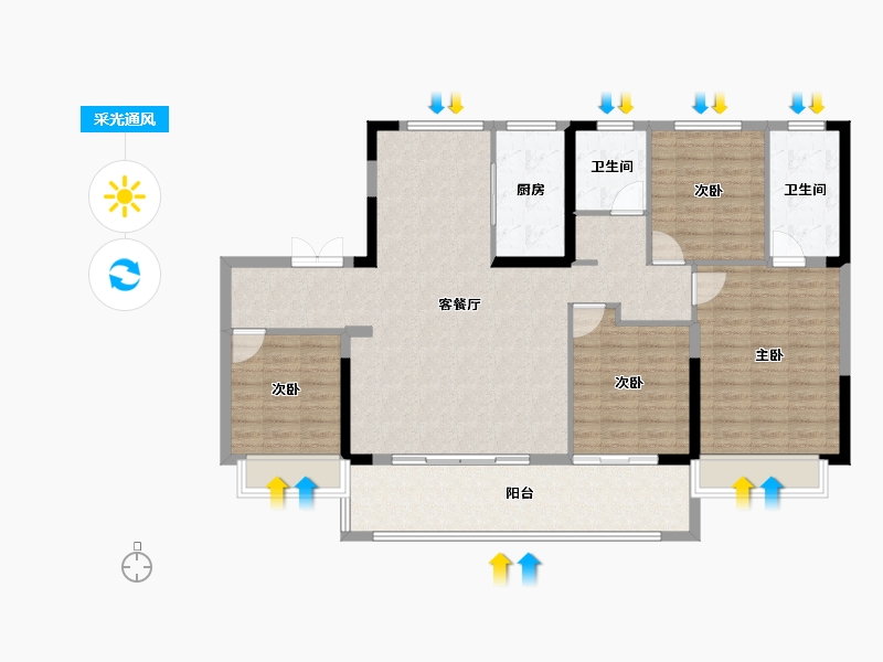 江苏省-南京市-玖宸府-126.40-户型库-采光通风