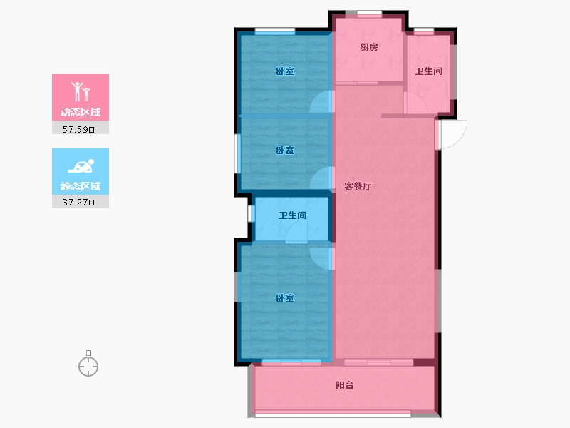 山西省-晋中市-电建地产·晋中洺悦宸苑-85.59-户型库-动静分区