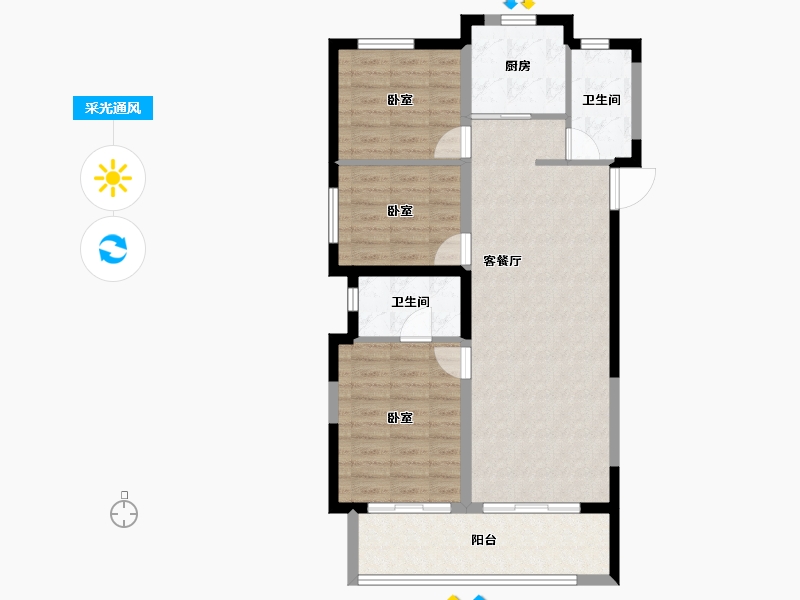 山西省-晋中市-电建地产·晋中洺悦宸苑-85.59-户型库-采光通风