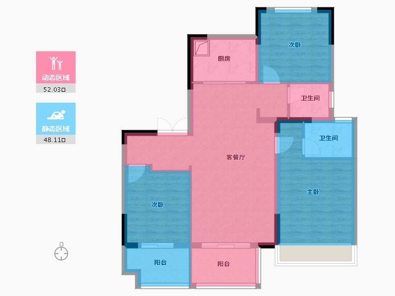 安徽省-池州市-昌盛·翰林学府-89.61-户型库-动静分区