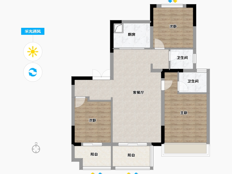 安徽省-池州市-昌盛·翰林学府-89.61-户型库-采光通风