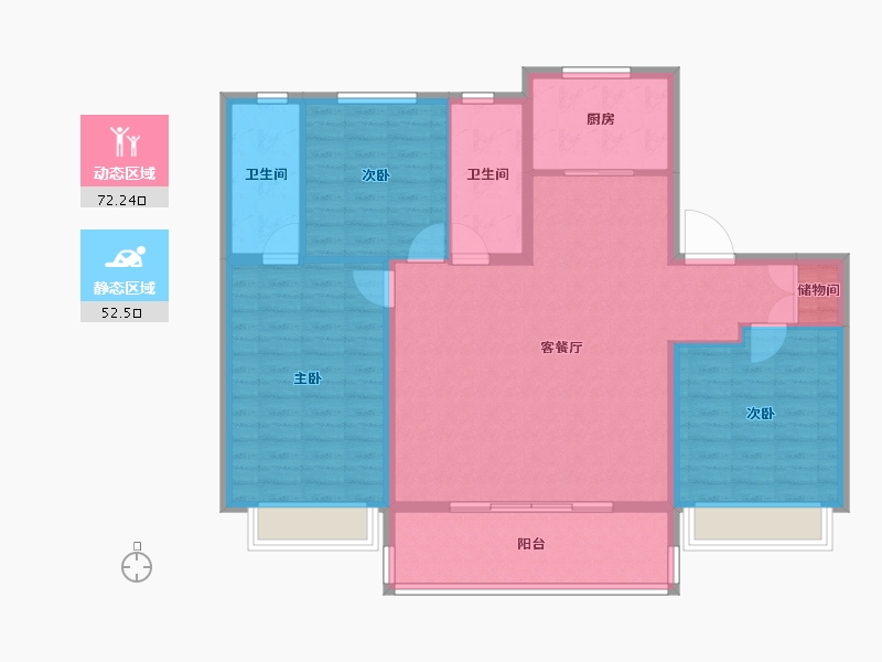 陕西省-榆林市-开城锦里-113.60-户型库-动静分区