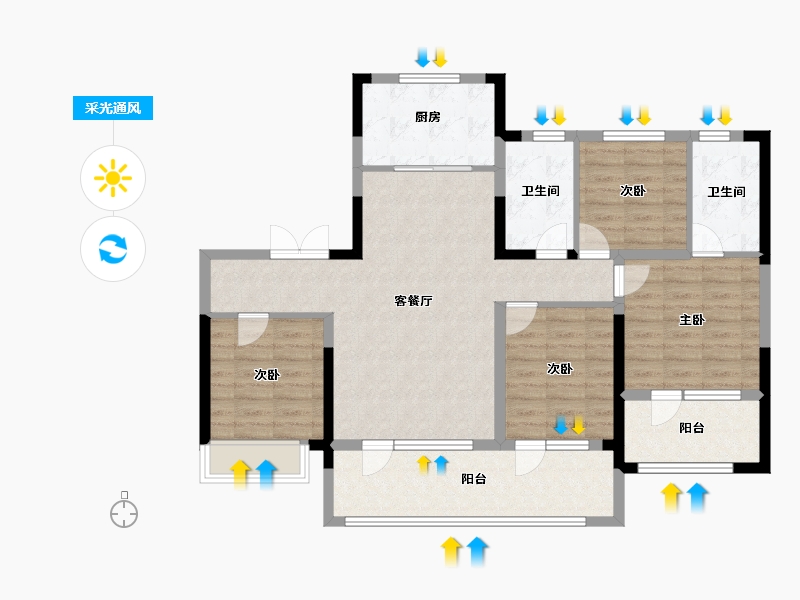 山东省-青岛市-保利和颂-104.00-户型库-采光通风