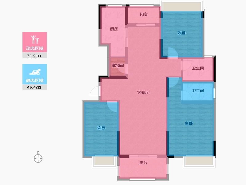 河南省-南阳市-建业森林半岛4期·天悦-108.00-户型库-动静分区