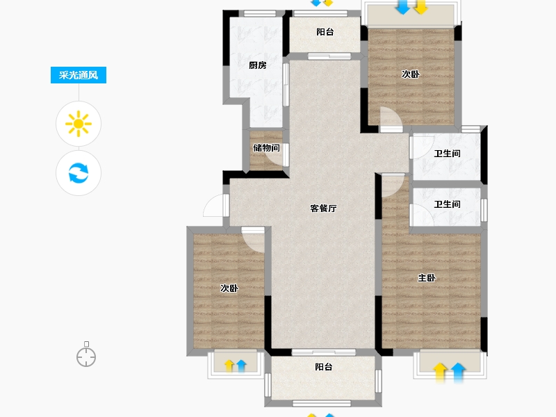 河南省-南阳市-建业森林半岛4期·天悦-108.00-户型库-采光通风