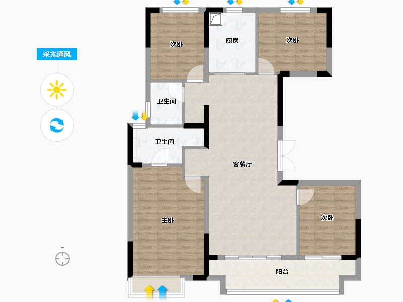 浙江省-绍兴市-天樾东府-108.80-户型库-采光通风