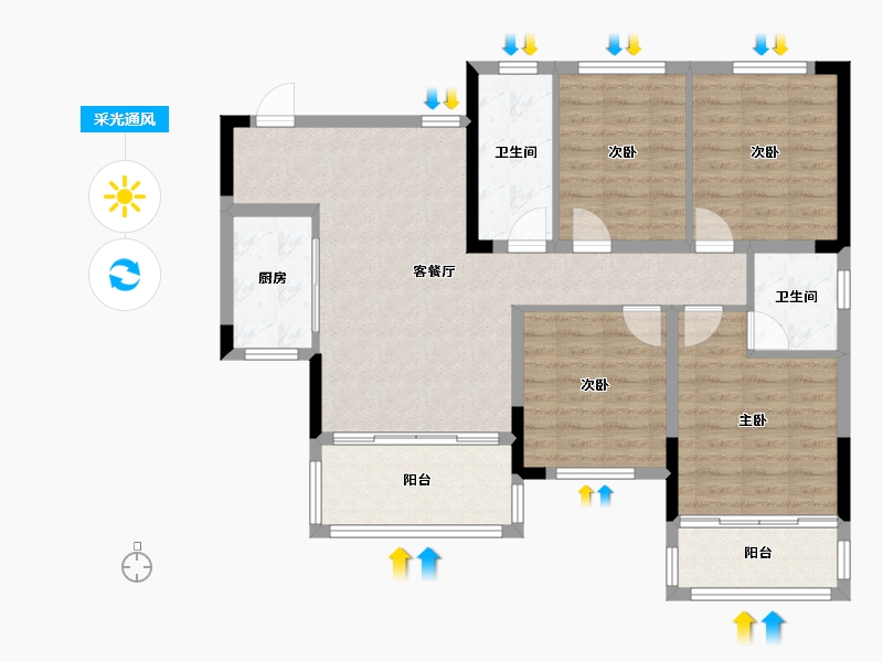 四川省-宜宾市-鑫洋·央玺-99.65-户型库-采光通风