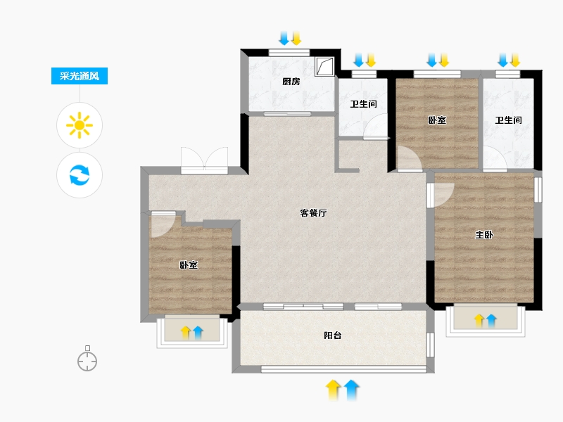 安徽省-合肥市-高速信达时代星河-89.06-户型库-采光通风