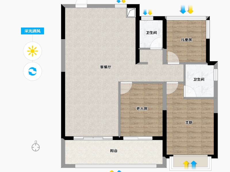 安徽省-合肥市-和悦云锦-94.25-户型库-采光通风