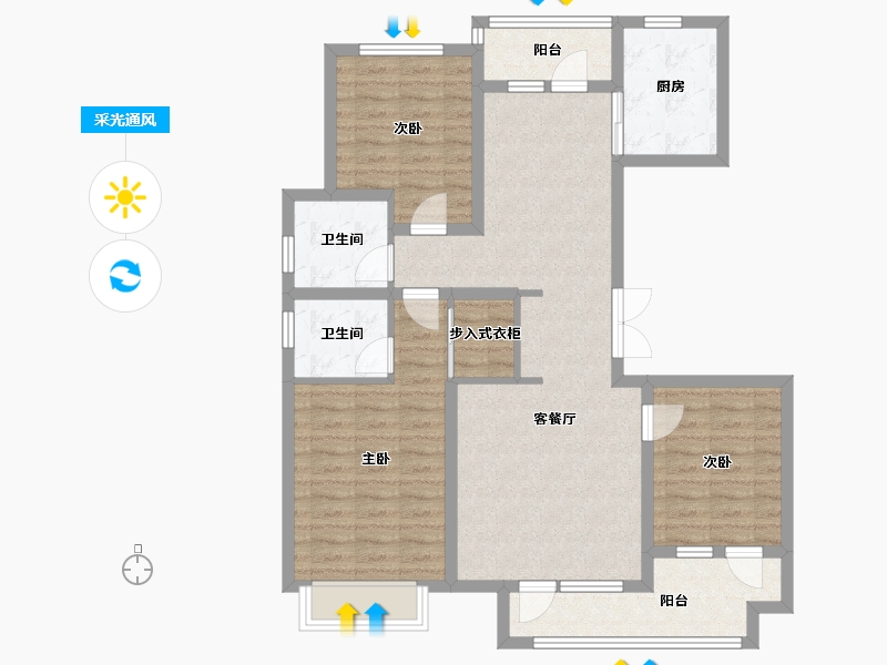 河北省-石家庄市-澳森观澜壹号-110.40-户型库-采光通风