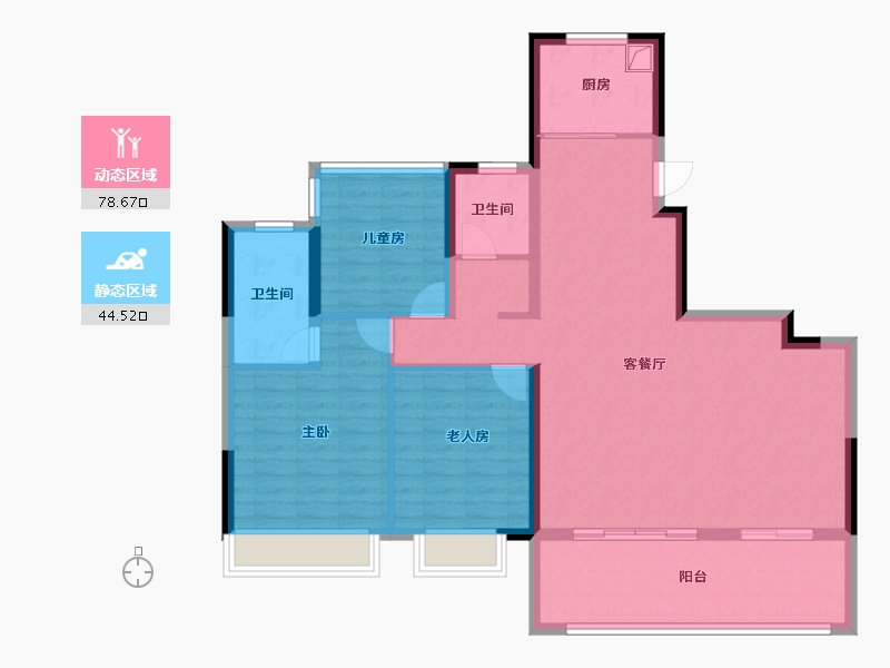 安徽省-合肥市-旭辉天阜越江来-111.35-户型库-动静分区