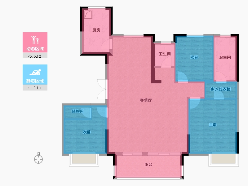 安徽省-合肥市-华侨城空港国际小镇水岸8号-104.88-户型库-动静分区